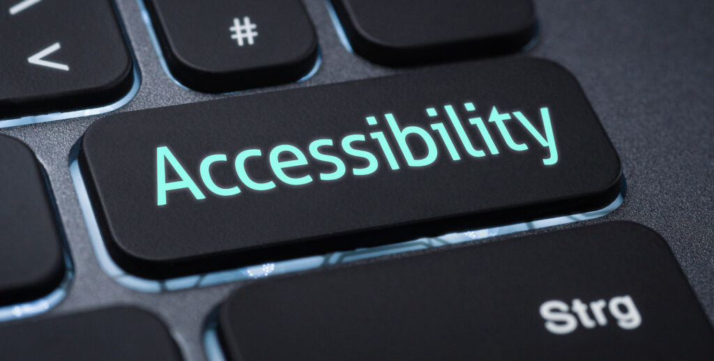 Close-up of a keyboard key labeled Accessibility